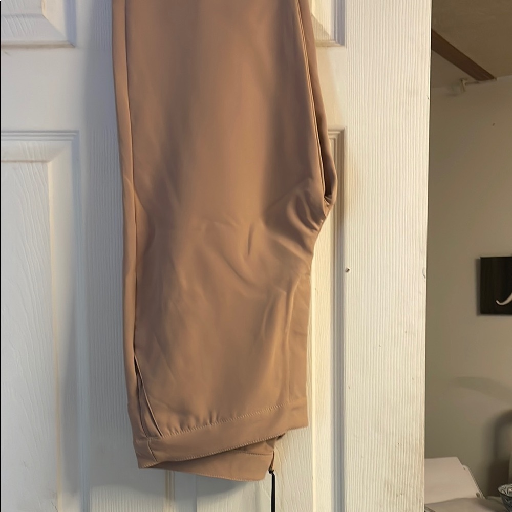 Tan Chinos with Tapered Leg and Cuffed Hem
